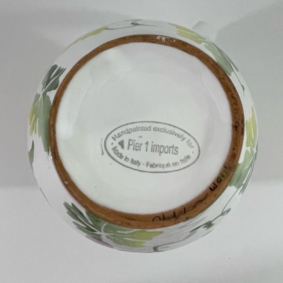 Pier 1 Imports Hand painted Pitcher Grapes & Vines Made In Italy 8” Tall - Picture 7 of 9